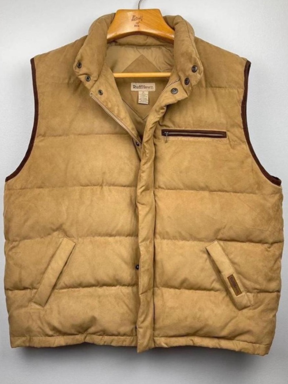 Ruff Hewn Faux Suede Quilted Down Puffer Vest